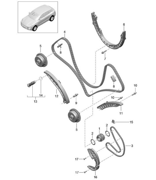 Diagram 103-070 Porsche Cayenne Turbo V8 4.8L Petrol 500HP 