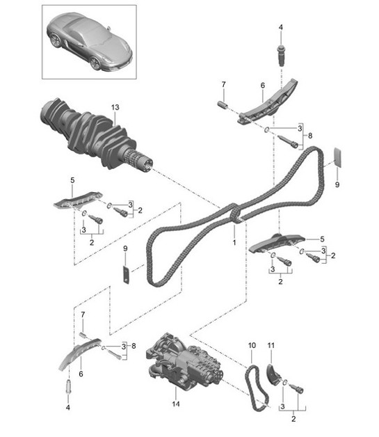 Diagram 103-015 Porsche Boxster 986/987/981 (1997-2016) Motore