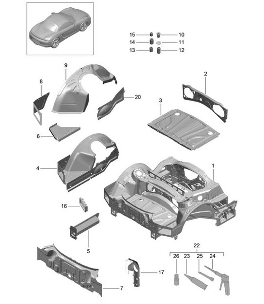 Diagram 801-035 Porsche Cayman 2.9L 987C MKII 2009-12 Body