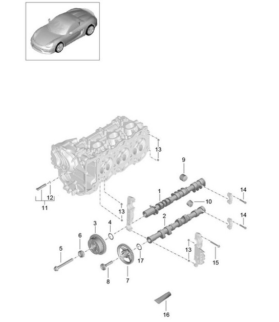 Diagram 103-010 Porsche Cayenne Turbo V8 4.8L Benziner 500 PS 