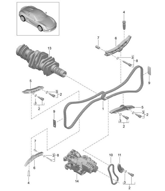 Diagram 103-015 Porsche Cayenne Turbo V8 4.8L Benzine 500 pk 