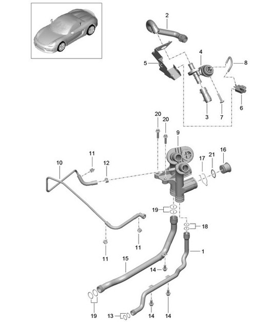 Diagram 105-005 Porsche Boxster 987 MKII 2.9L 2009-2012 Engine