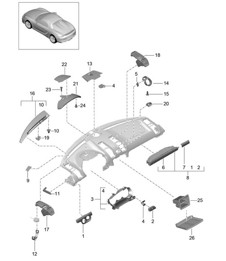 Accessories / Instrument panel trim / Upper part 981.SP Boxster Spyder 2016