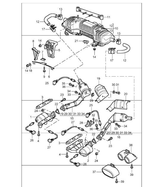 Diagram 202-05 Porsche Boxster 718 (982) 2017>> Système de carburant, système d'échappement