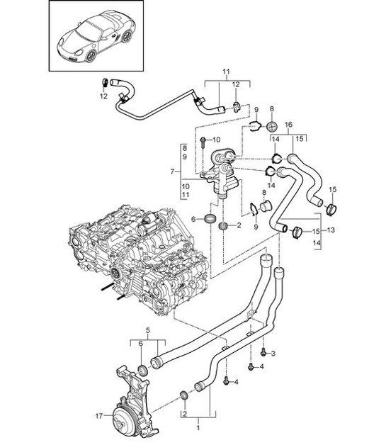 Diagram 105-005 Porsche Cayenne 9PA1 (957) 2007-2010 Engine