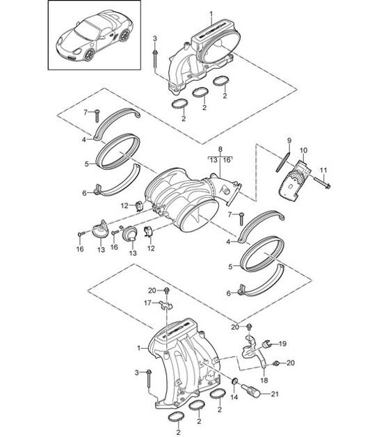 Diagram 107-010 Porsche Boxster 986/987/981 (1997-2016) Motor