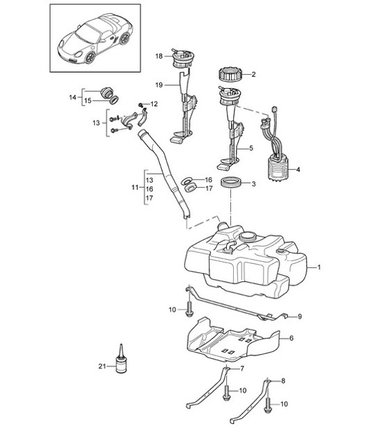 Diagram 201-000 Porsche 991 (911) MK1 2012-2016 Fuel System, Exhaust System