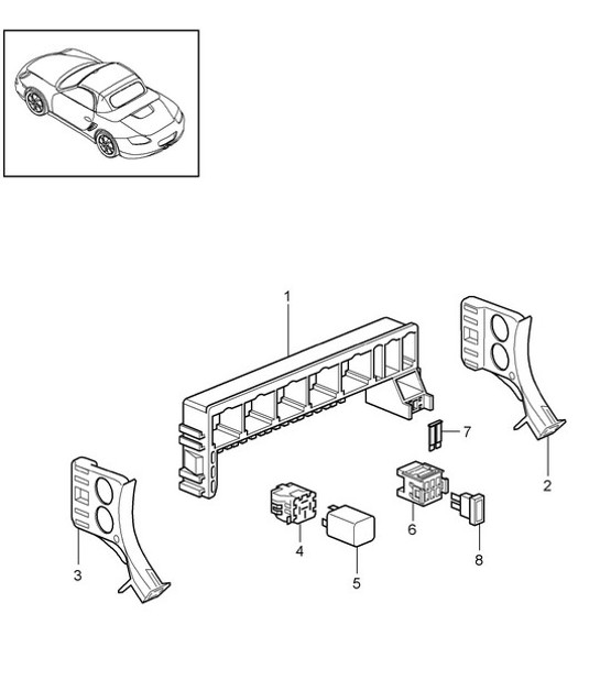 Diagram 902-001 Porsche Boxster 986/987/981 (1997-2016) Electrical equipment