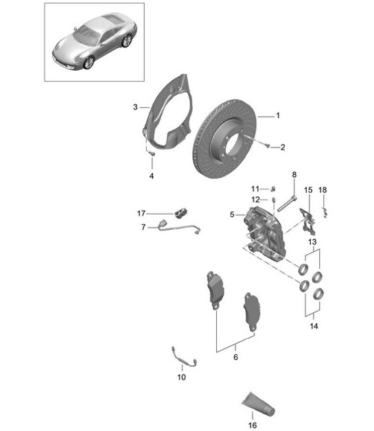 Diagram 602-001 Porsche 996 C4 3.6L 09/01-2005 Wheels, Brakes