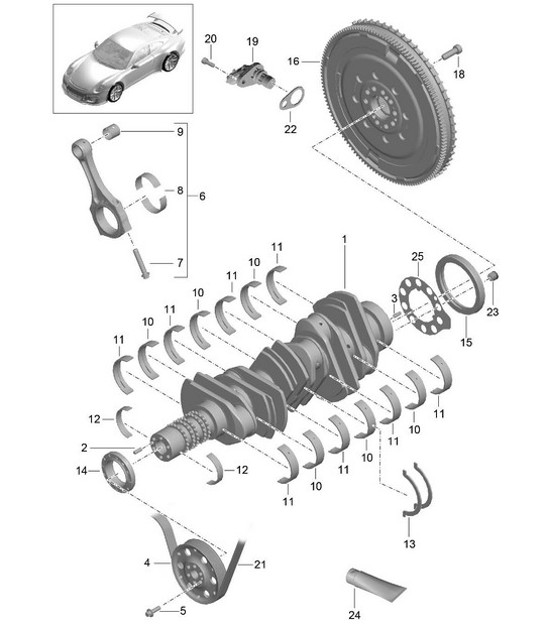 Diagram 102-000 Porsche Boxster 986/987/981 (1997-2016) Engine