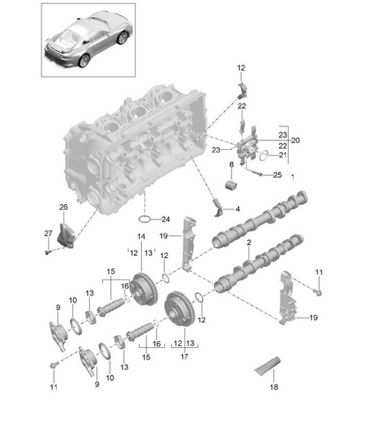 Diagram 103-010 Porsche Boxster 986/987/981 (1997-2016) Engine