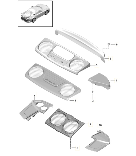 Diagram 801-080 Porsche 996 C4 3.4L 1997-08/01 Body