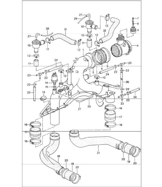 Diagram 107-20 Porsche Boxster 986/987/981（1997 年 - 2016 年） 引擎