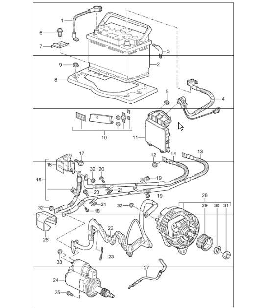 Diagram 902-05 Porsche Boxster 986/987/981 (1997-2016) Elektrische Ausrüstung