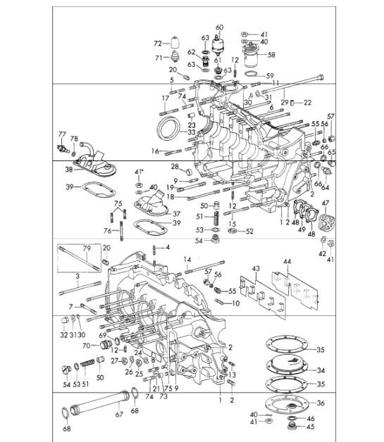 Diagram 101-05 Porsche 卡宴 9PA1 (957) 2007-2010 引擎