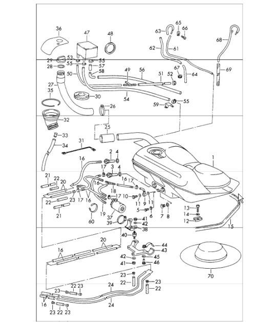 Diagram 201-00 Porsche Cayenne MK2 (957) 2007-2010 Sistema de combustible, sistema de escape