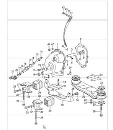 coperchio trasmissione, sospensione trasmissione, fusione in conchiglia e pressofusione 911 1965-69