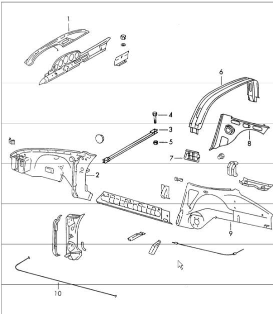 Diagram 801-25 Porsche Boxster 986/987/981 (1997-2016) Carrosserie