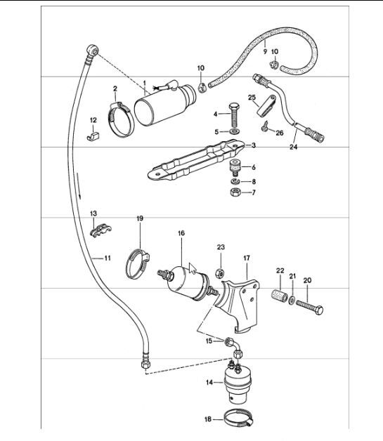 Diagram 201-15 Porsche Cayenne 3.0L Diesel 2007>> Fuel System, Exhaust System
