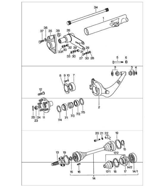Rear axle 911 1974-77 - Porsche Parts Diagrams | Design 911
