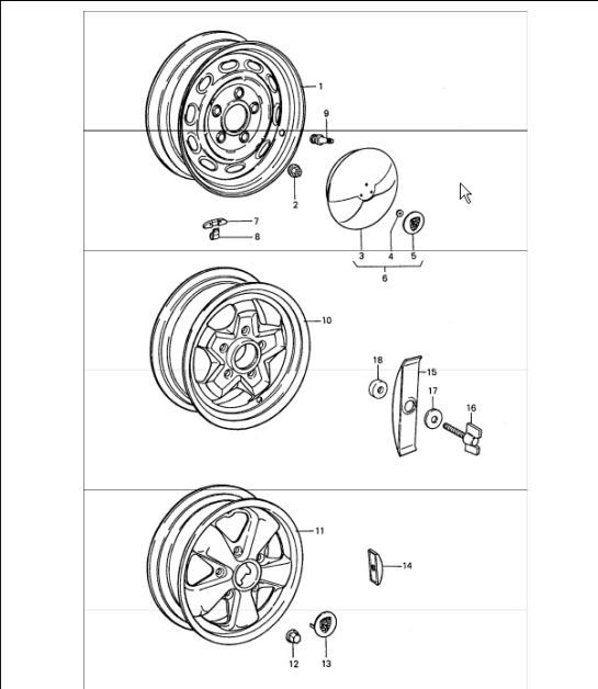 Diagram 601-00 Porsche 993 (911) C2 1994-97 Wheels, Brakes