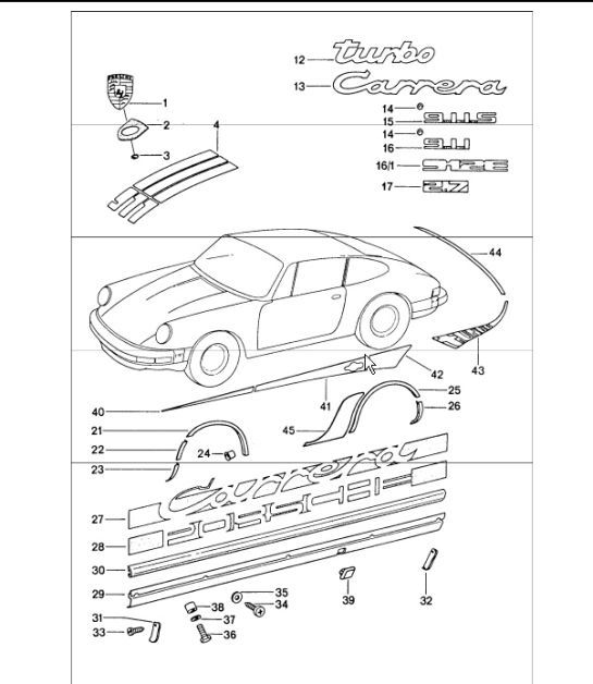 Decorative fittings 911 197477 Porsche Parts Diagrams Design 911