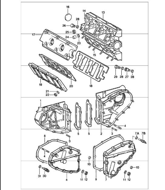 Diagram 103-05 Porsche Boxster S 986 3.2L 1999-02 Motore