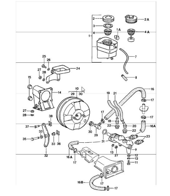 brake fluid reservoir, brake master cylinder 911 197883 Porsche