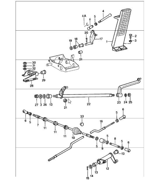 Diagram 702-10 Porsche Cayman 718 2.0L Manual (300Bhp) Sistema a leva manuale, gruppo pedali 
