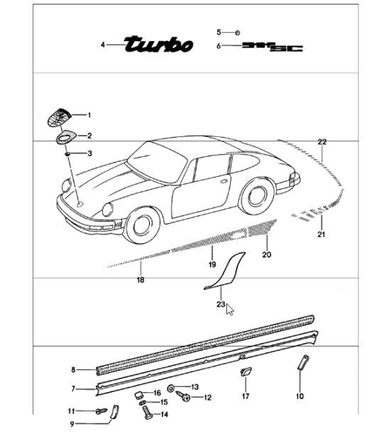 decorative fittings 911 197883 Porsche Parts Diagrams Design 911