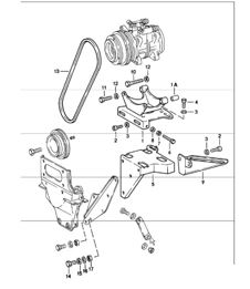 Meccanismo di montaggio e azionamento del compressore NIPPONDENSO 911 TURBO 1978-83