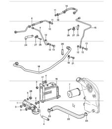 Líneas de bomba de aceite de lubricación de motor 911 1984-86