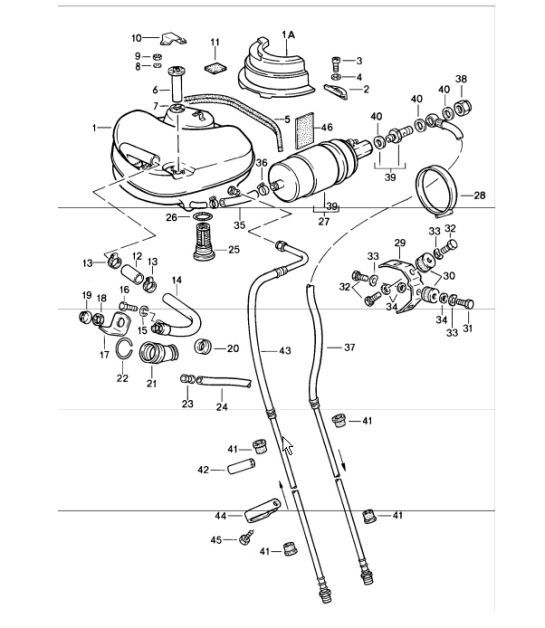 Diagram 201-00 Porsche 911/912 (1965-1989) Sistema de combustible, sistema de escape