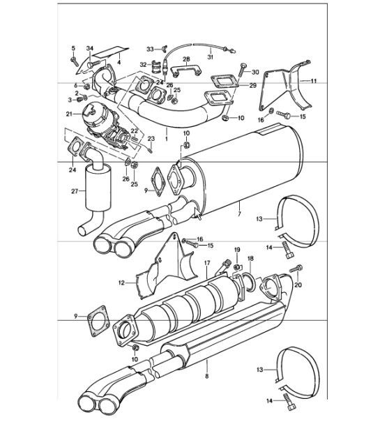 Diagram 202-15 Porsche Macan Turbo 3.6L V6 400马力 燃油系统、排气系统