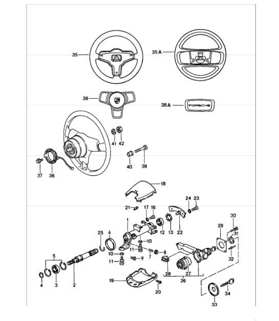 Diagram 403-05 Porsche Boxster 718（982） 2017 年>> 前轴、转向 