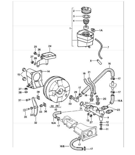 brake fluid reservoir and brake master cylinder 911 198486 Porsche