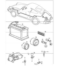 mazos de cables: habitáculo, cable de arranque de batería, placa de suelo de maletero 911 1984-86