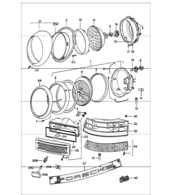 Diagram 905-00 Porsche 991 Carrera 4 3.0L (370 Bhp) Electrical equipment
