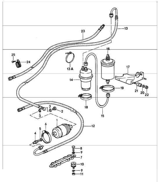 Diagram 201-10 Porsche 991 Targa 4S 3.0L (420 pk) Brandstofsysteem, uitlaatsysteem