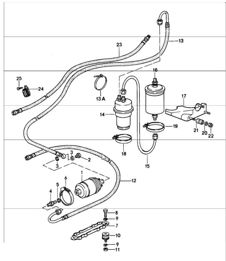 brandstofsysteem achter 911 TURBO 930.66/68 1987-89