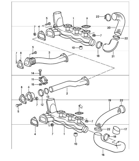 Diagram 202-10 Porsche 991 Carrera 2S 3.0L (420 PS) Kraftstoffsystem, Abgassystem