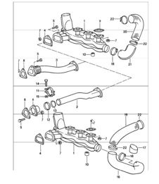 exhaust system 911 TURBO 930.66/68 1987-89