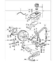 réservoir de liquide de frein, maître-cylindre de frein 911 1987-89
