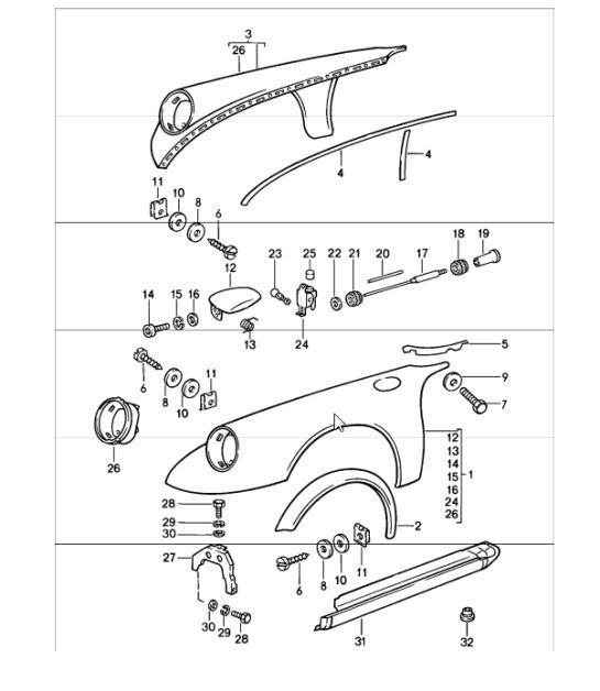 Diagram 801-30 Porsche Boxster GTS 718 2.5L Manual (365 Bhp) Carrozzeria