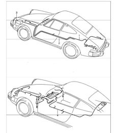 kabelbomen passagiersruimte, startmotor, accu, vloerplaat kofferbak 911 1987-89