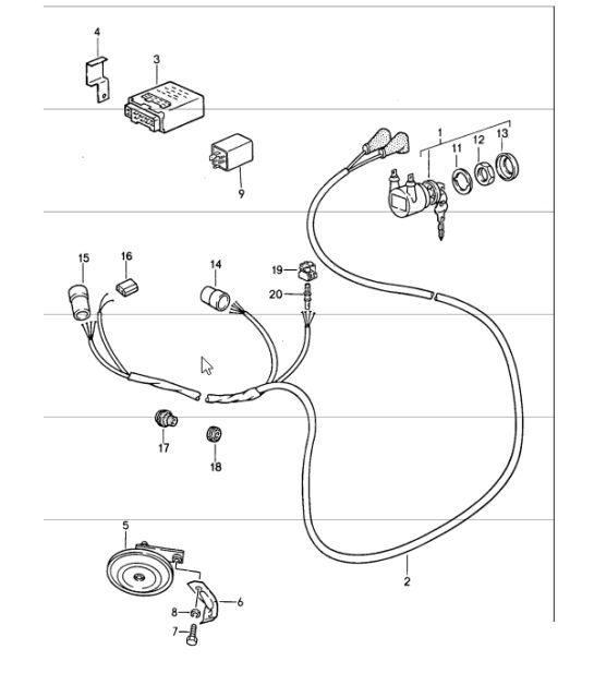 Diagram 910-00 Porsche Boxster 718 2.0L Schaltgetriebe (300 PS) Elektrische Ausrüstung
