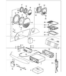 radio luidspreker installatie onderdelen 911 1987-89
