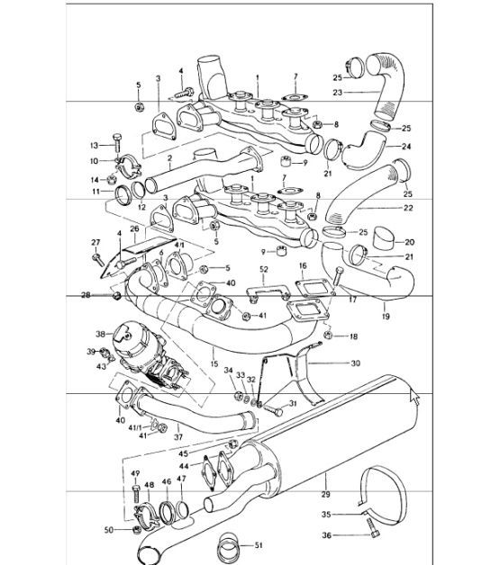 Diagram 202-00 Porsche Boxster GTS 718 2.5L PDK (365 Bhp) Sistema di alimentazione, sistema di scarico