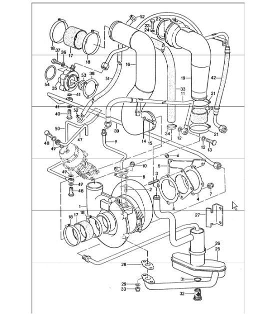 Diagram 202-20 Porsche Boxster 986 2.5L 1997-99 Sistema de combustible, sistema de escape
