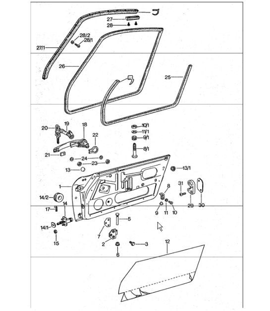 Diagram 804-00 Porsche 991 Carrera C2 3.4L (350 pk) Carrosserie